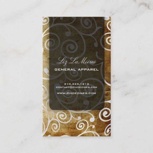 Cartão De Visita Cupcakes PixDezines espirls + ouro (Frente)