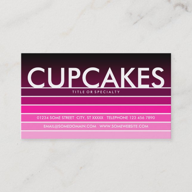Cartão De Visita CUPCAKES rosa (Frente)