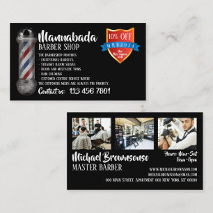 Cartão De Visita Cupom de desconto de fidelidade de barbearia preta
