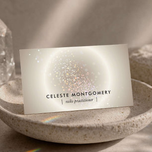 Cartão De Visita Curador de Reiki Celestial Glow Champagne Gold Mod