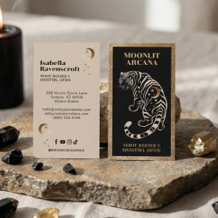 Cartão De Visita Curandeiro Espiritual Tigre Celestial Tarot Ouro P