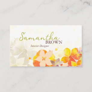 Cartão De Visita Curar Flores de Aquarela Personalizadas