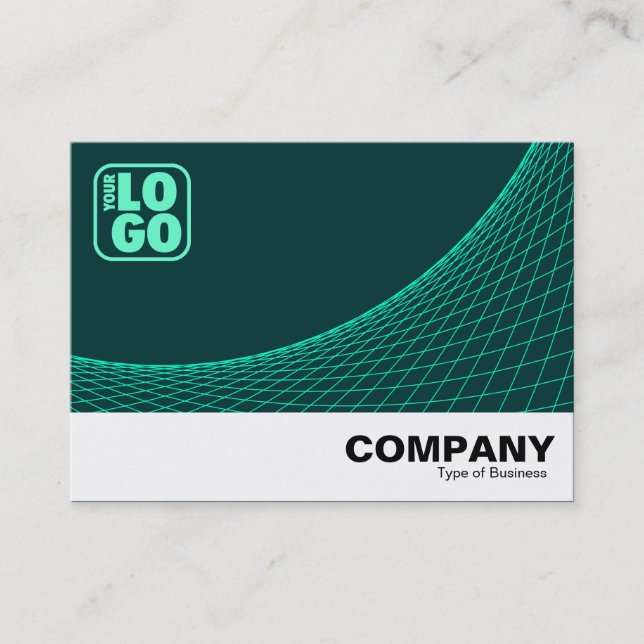 Cartão De Visita Curva Enraizada - Turquesa Em Verde-Escuro (Frente)