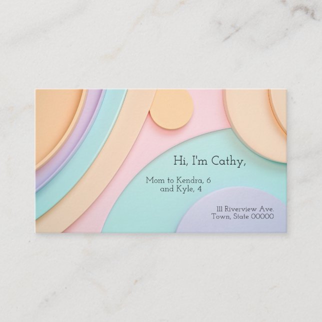 Cartão De Visita Curva suavemente formas em pastas com espaço de te (Frente)