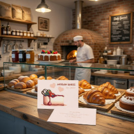 Cartão De Visita Custom Artisan Bakery Business Card with Cake