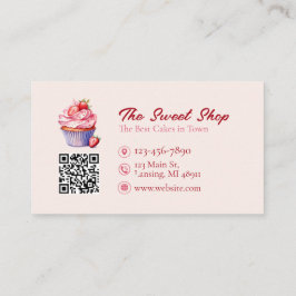 Cartão De Visita Custom Bakery Business Card with QR Code 