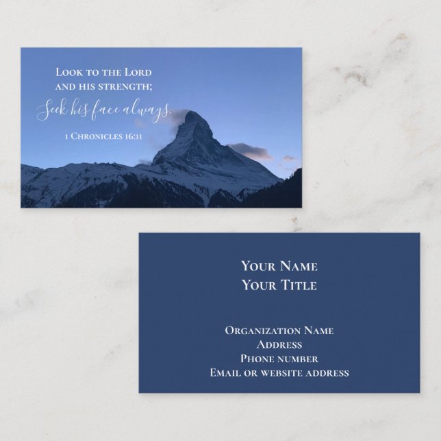 Cartão De Visita Custom Bible Verse Swiss Alps Photo Template (Frente/Verso)