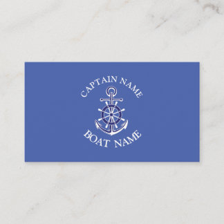 Cartão De Visita Custom boat captain name navy Business Card