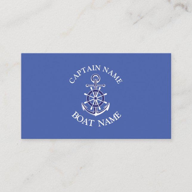 Cartão De Visita Custom boat captain name navy Business Card (Frente)