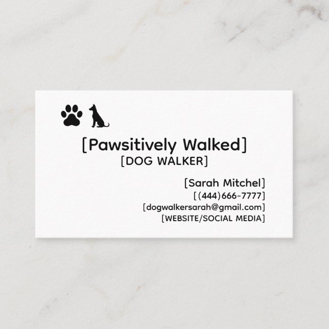 Cartão De Visita Custom Dog Walker and Dog Groomer Business Cards (Frente)