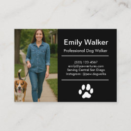 Cartão De Visita Custom Dog Walker Business Card with Photo