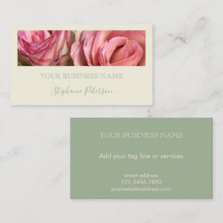 Cartão De Visita Custom Elegant Modern Sage Green Photo Template 