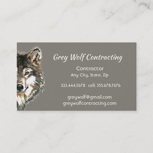 Cartão De Visita Custom Grey Wolf Contractor  (Frente)