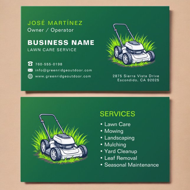 Cartão De Visita Custom Lawn Service Company (Criador carregado)