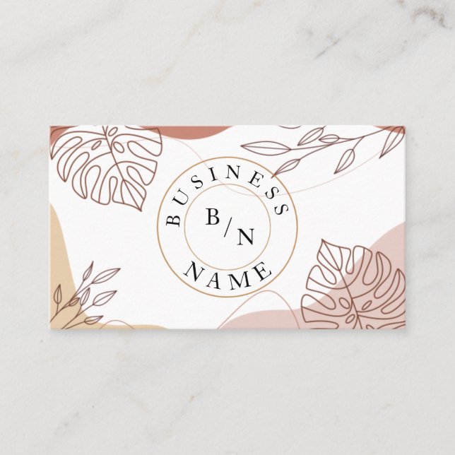 Cartão De Visita Custom Logo Abstract Minimal Boho Business Card (Frente)