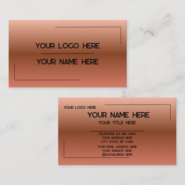 Cartão De Visita Custom Logo Name Minimalist Modern Professional (Frente/Verso)