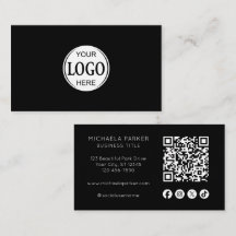 Custom Logo Social Icon QR Code Professional Black