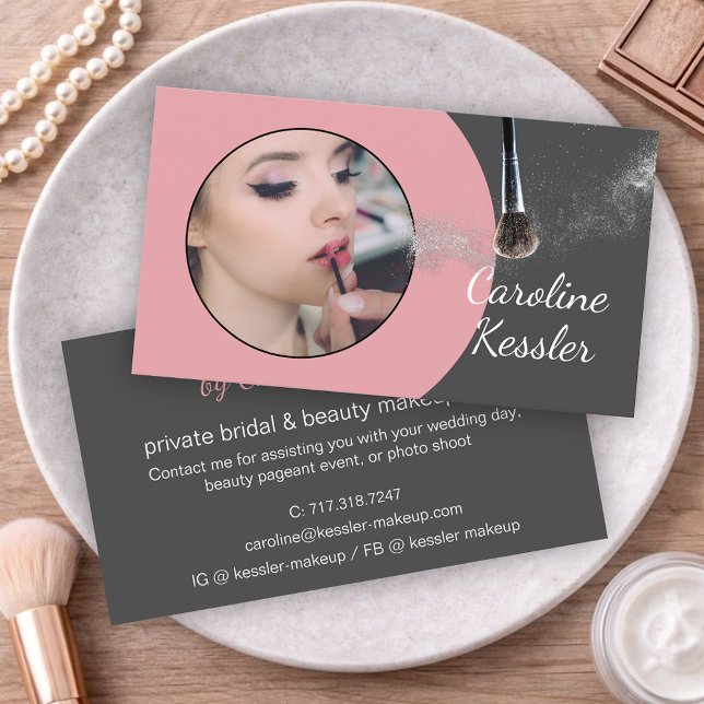 Cartão De Visita Custom Mauve Taupe Blush Pink Makeup Artist (Criador carregado)