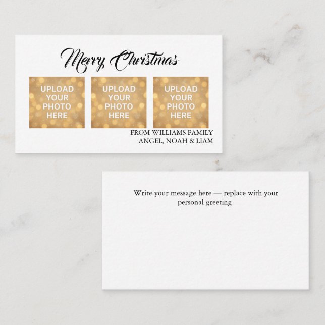 Cartão De Visita Custom Merry Christmas Photo Business card theme (Frente/Verso)