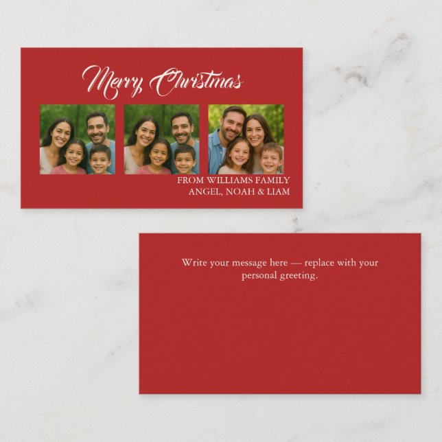 Cartão De Visita Custom Merry Christmas Photo Card (Frente/Verso)