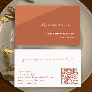 Cartão De Visita Custom Modern Elegant Copper QR Code Professional