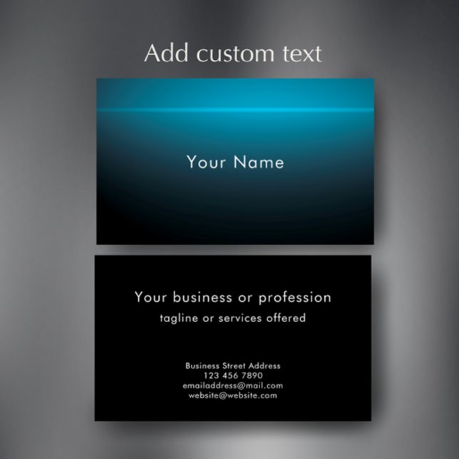 Cartão De Visita Custom Modern Minimalist Technology Professional (Customize this professional business card template for a modern blue and black stylish contact card.)