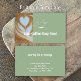 Cartão De Visita Custom Modern Sage Add Logo and Photo Template