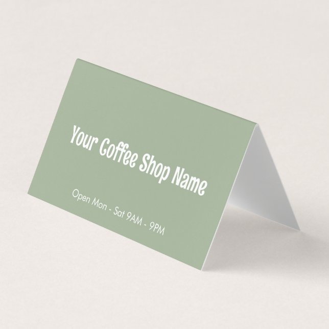 Cartão De Visita Custom Modern Sage Green Coffee Cafe Template (Frente)