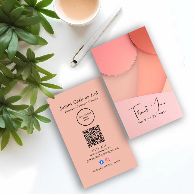 Cartão De Visita Custom Modern Style Business Thank You Card Insert (Criador carregado)