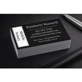 Cartão De Visita Custom Notary Business Card Black White Minimal