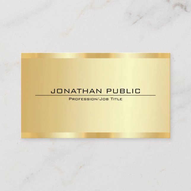 Cartão De Visita Custom Professional Elegant Faux Gold Template (Frente)