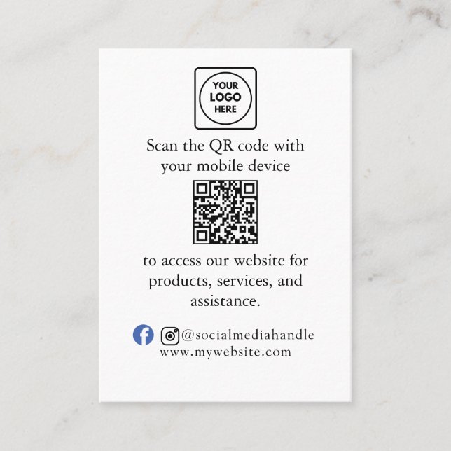 Cartão De Visita Custom QR Code Business Branding Card Menu  (Frente)
