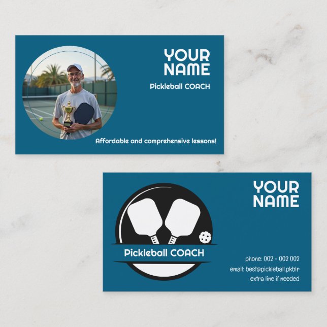 Cartão De Visita Custom text & Photo Court Cred Coach Card (Frente/Verso)