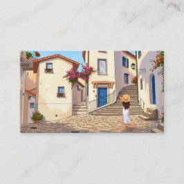 Cartão De Visita Custom Travel Agent Business Card with Cityscape