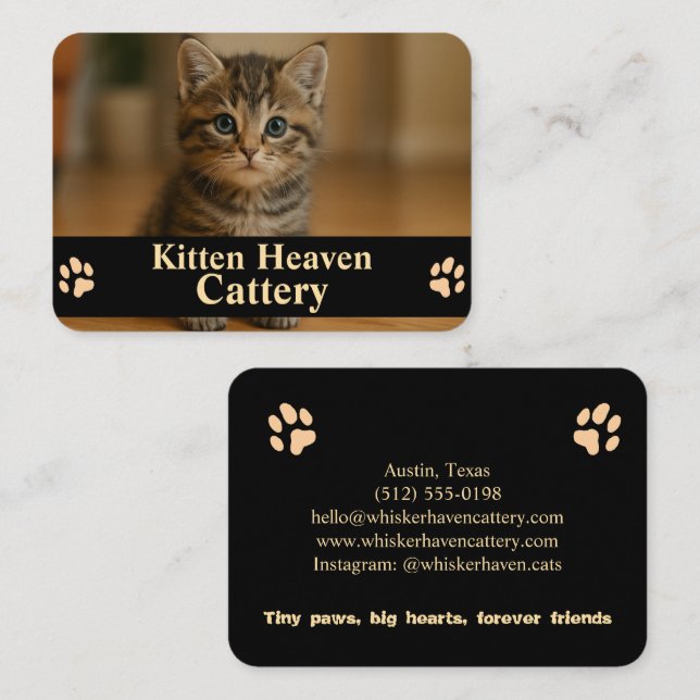 Cartão De Visita Customizable Business Card for Cattery  (Frente/Verso)