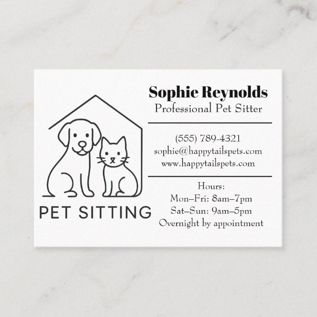 Cartão De Visita Customizable Minimalist Pet Sitter Business Card  (Frente)
