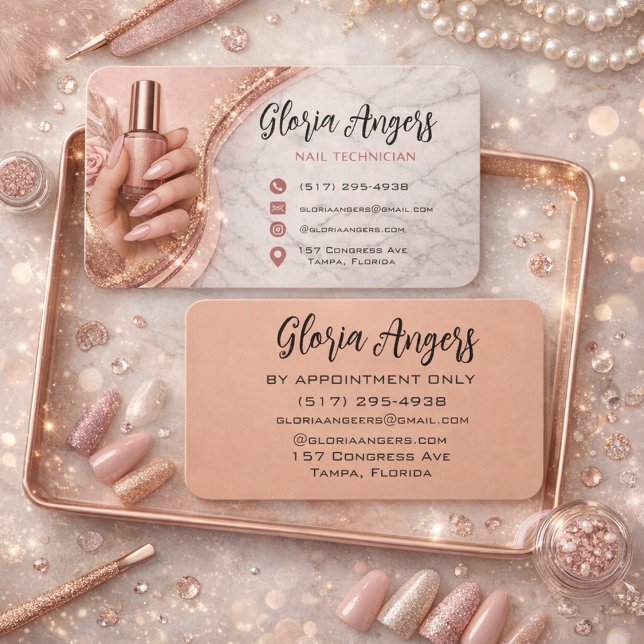 Cartão De Visita Customizable Nail Technician Business Card (Criador carregado)