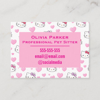 Cartão De Visita Customizable Pink Business Card for Pet Sitter