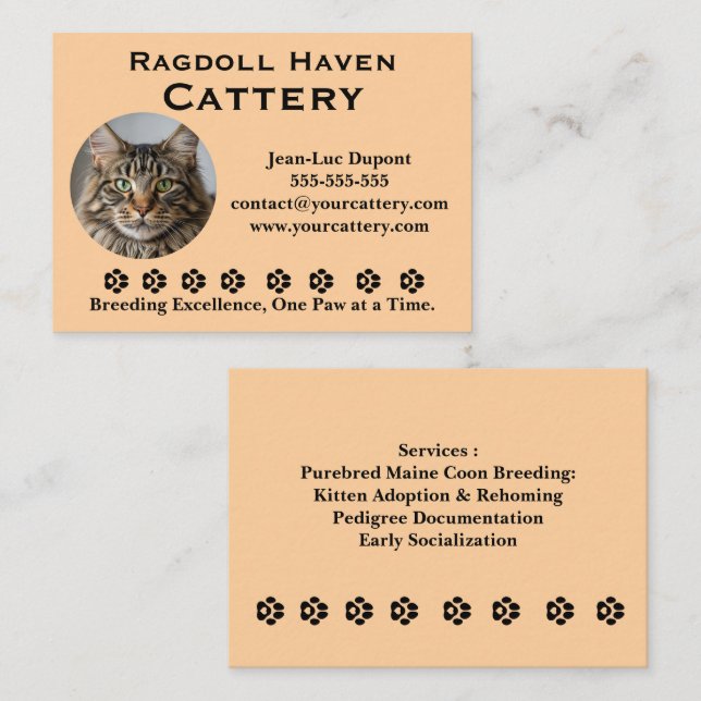 Cartão De Visita Customizable Ragdoll Cattery Business Card (Frente/Verso)