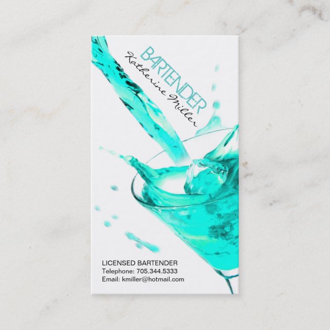 Cartão de visita customizável do barman (Frente)