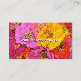 Cartão de visita customizável dos Zinnias felize