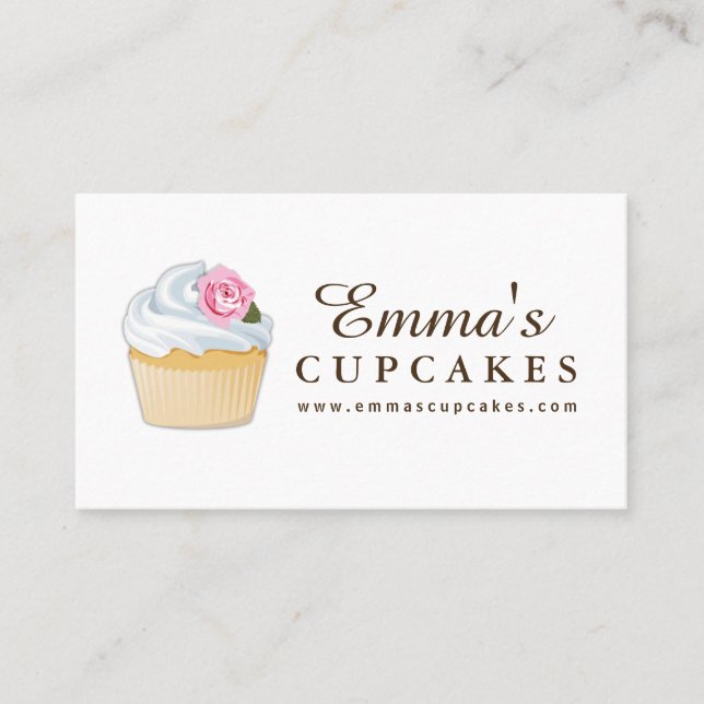 Cartão de visita customizável simples do cupcake (Frente)