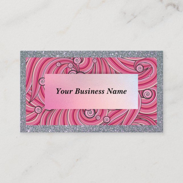 Cartão De Visita Customize Business Cards Gray & Pink  (Frente)