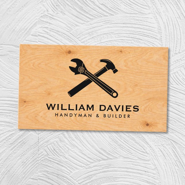 Cartão De Visita Customize Your Logo | Handyman Plywood Texture (Criador carregado)