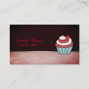 Cartão De Visita Cute Adorável Elegante Cupcake Cereja Padaria