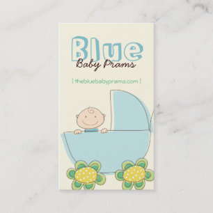 Cartão De Visita Cute Baby Boy em Blue Pram Modern Chic