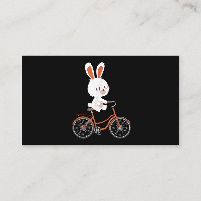 Cartão De Visita Cute Bunny On Bike Rabbit Cycling Bicycle Bunny (Frente)
