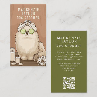Cartão De Visita Cute Dog Groomer Personalized Spa Style