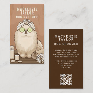 Cartão De Visita Cute Dog Groomer Personalized Spa Style