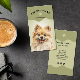 Cartão De Visita Cute Dog Sitter, Pet Groomer, Dog Walker